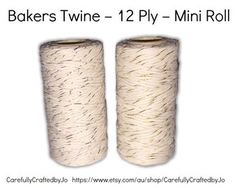 Cotton Baker's Twine - Mini 20 Yard Roll - 12 ply - Gold, Silver
