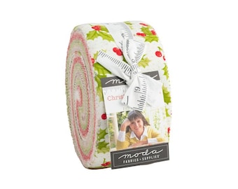 Moda Fabric Precuts Jelly Roll - Christmas Stitched by Fig Tree & Co