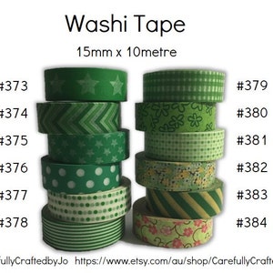 Washi Tape - Green - 15mm x 10 metres - High Quality Masking Tape