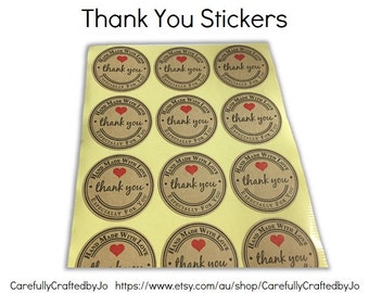 Thank You Heart Stickers - Especially For You - 3.8cm wide Sticker/ Envelope Seals