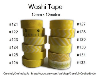 Washi Tape - Yellow - 15mm x 10 metres - High Quality Masking Tape