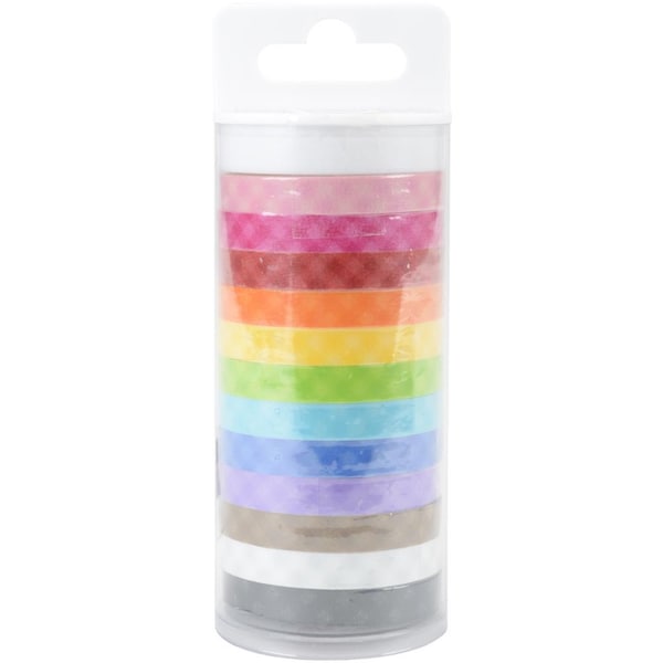 Washi Tape Pack - Set von 12 - Streifen, Chevron, Polka Dot, Gingham - Regenbogen - grün, gelb, Orange, blau, lila, grau, Aqua