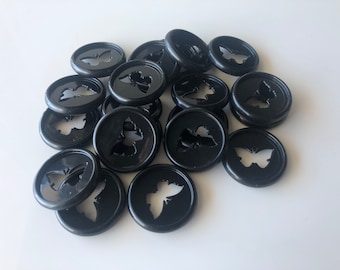 Kunststoff Planer Scheiben - klein (26mm) - schwarz - Schmetterling - Set von 11
