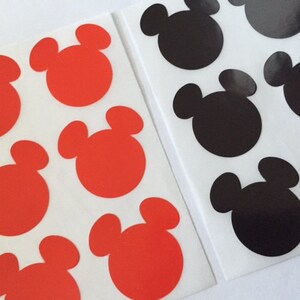 Set of 60,120,180 Mickey Mouse Stickers Red, Black 2.5cm wide Sticker/ Envelope Seals image 2