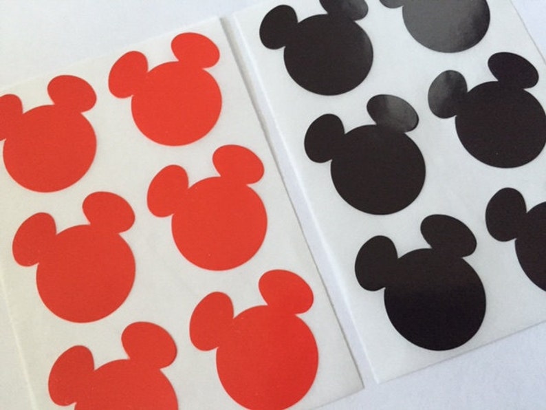 Set of 60,120,180 Mickey Mouse Stickers Red, Black 2.5cm wide Sticker/ Envelope Seals image 2