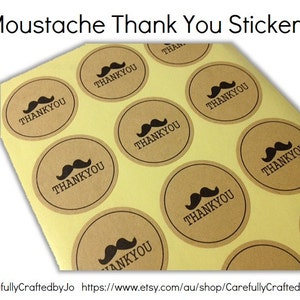 Conjunto de 60, 120, 180 adesivos - adesivos de bigode de agradecimento - adesivos Kraft/selos de envelope