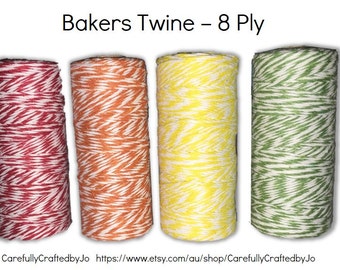 Baker's Twine 100 Metre Spool - Red, Orange, Yellow, Green Twine - 8 Ply Cotton String