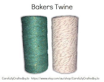 Baker's Twine 100 Metre Spool - Metallic Green/Gold White/Copper Twine - 12 Ply (1.5mm) Cotton String