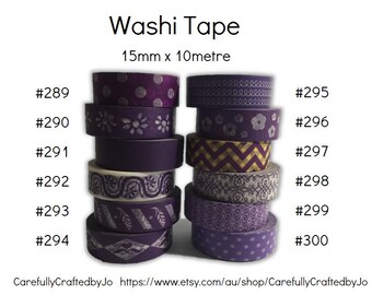 Washi Tape - Purple - 15mm x 10 metres - High Quality Masking Tape