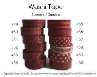 Washi Tape - Dark Red - 15mm x 10 metres - High Quality Masking Tape