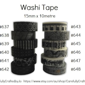 Washi Tape - Black - 15mm x 10 metres - High Quality Masking Tape