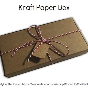 Kraft Paper Gift Box - 13.5cm x 7cm x 1.8cm - Set of 10, 20 Boxes - Perfect for gifts, bakery goods, wedding favour box and more!