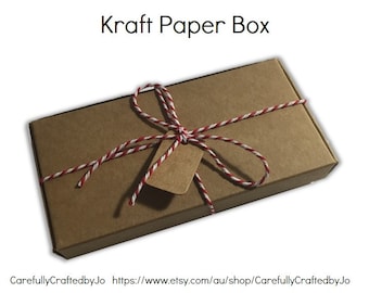 Kraft Paper Gift Box - 13.5cm x 7cm x 1.8cm - Set of 10, 20 Boxes - Perfect for gifts, bakery goods, wedding favour box and more!