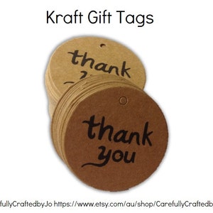 Gracias - Kraft Cardstock etiquetas de regalo - Conjunto de 25, 50,100,150 - Perfecto para perfecto para la boda, favores de ducha de bebé, etiquetas de bolsa goodie
