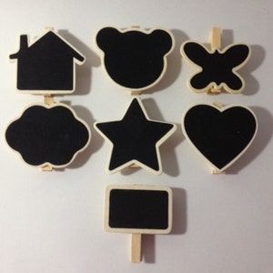 Conjunto de 5 - Casa, Urso, Borboleta, Nuvem, Estrela, Coração, Etiquetas retangulares de quadro-negro - Cartão de lugar para casamentos, eventos especiais e muito mais
