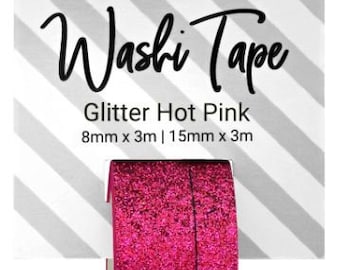 PA Essentials Washi Tape - Set of 2 (8mm and 15mm) - Glitter Hot Pink