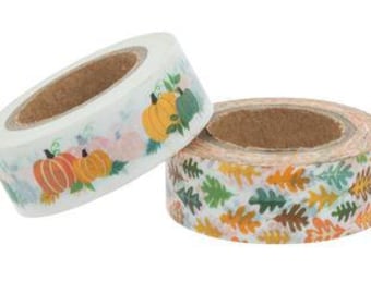 The Paper Studio - Autumn Leaves & Pumpkins Washi Tape - Set of 2