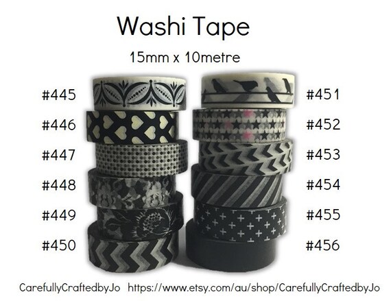 Washi Tape - Black - 15mm x 10 metres - High Quality Masking Tape