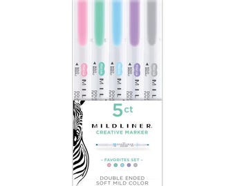 Zebra Mildliner Double Ended Highlighters - Favorites Set of 5