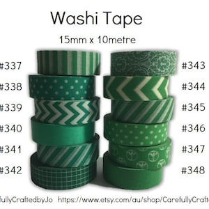 Washi Tape - Green - 15mm x 10 metres - High Quality Masking Tape