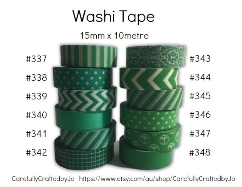 Washi Tape Green 15mm X 10 Metres High Quality Masking Etsy