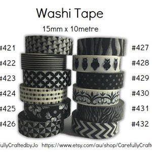 Washi Tape - Black - 15mm x 10 metres - High Quality Masking Tape