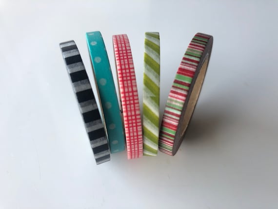Thin Skinny Washi Tape - Set of 5 - Washi Tapes - 5mm x 10 metres each