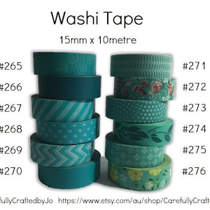 Washi Tape - Aqua - 15mm x 10 metres - High Quality Masking Tape