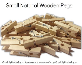 25, 50, 100, 150 Small Wooden Pegs - Natural