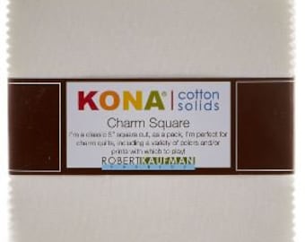 Robert Kaufman Fabric Precuts - Charm Pack - Kona Cotton - White Colorstory