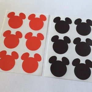 Set of 60,120,180 Mickey Mouse Stickers Red, Black 2.5cm wide Sticker/ Envelope Seals image 3