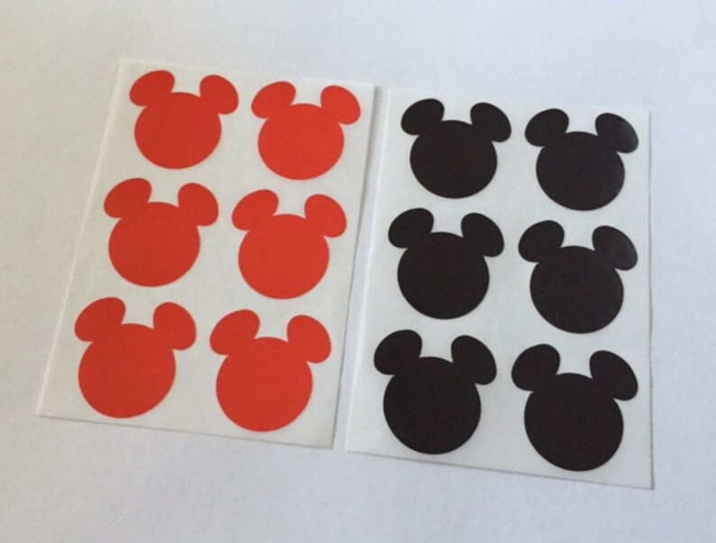 Set of 60,120,180 Mickey Mouse Stickers Red, Black 2.5cm wide Sticker/ Envelope Seals image 3