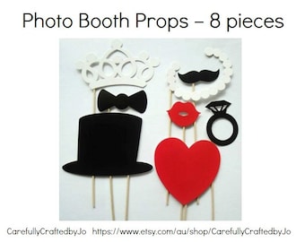 Photo Booth Props - 8 Pieces - Photobooth, Wedding, Party, Photography, Prop, DIY