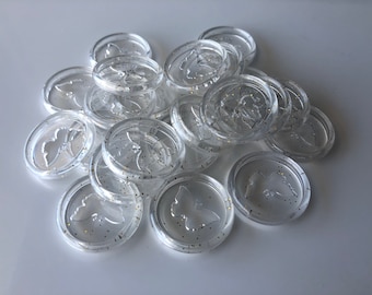 Kunststoff Planer Scheiben - klein (26mm) - klar Glitter - Schmetterling - Set von 11