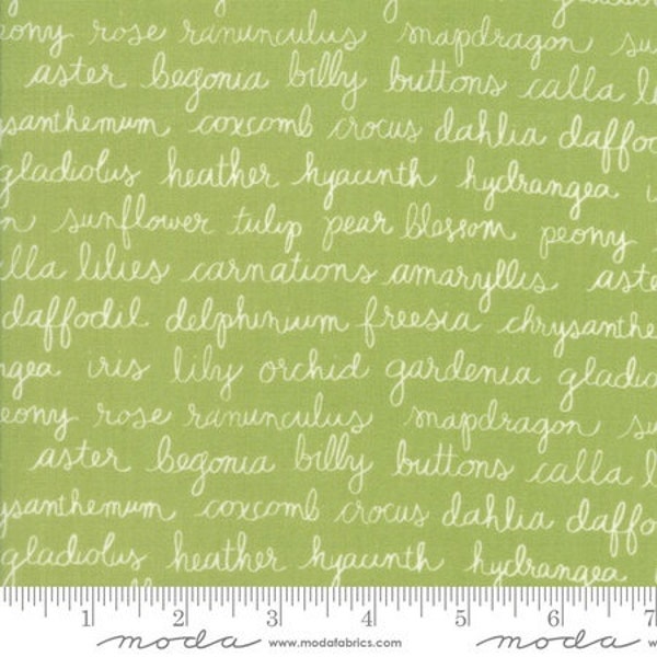 Moda Fabric - Olive's Flower Market - Lella Boutique - Green #5033 15 - 50cm