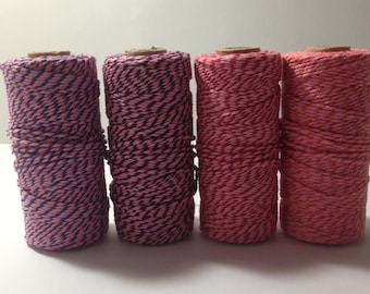 Cordel de panadero de algodón - Rollo de 110 yardas - 12 capas - Rosa, Azul, Púrpura, Rojo, Naranja