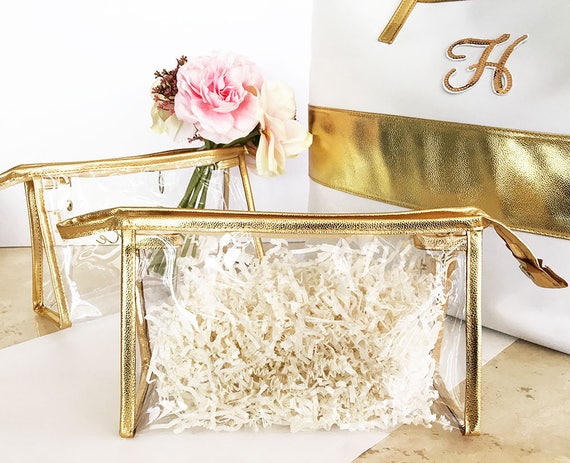 Bridesmaid Make Up Bags Gold Cosmetic Bag Bridesmaid Gift, Wedding,  Bridal Party