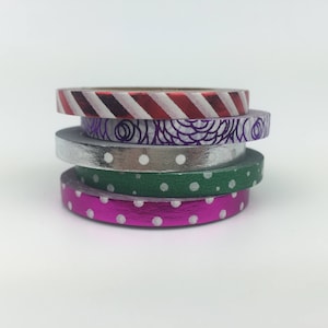Thin Foil Washi Tape - Set of 5 -  Washi Tapes - 5mm x 10 metres each - High Quality Masking Tape