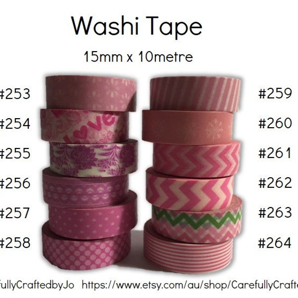 Washi Tape - Pink - 15mm x 10 Meter - Hochwertiges Masking Tape