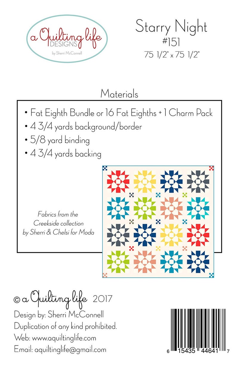 A Quilting Life Quilt Pattern Starry Night Etsy