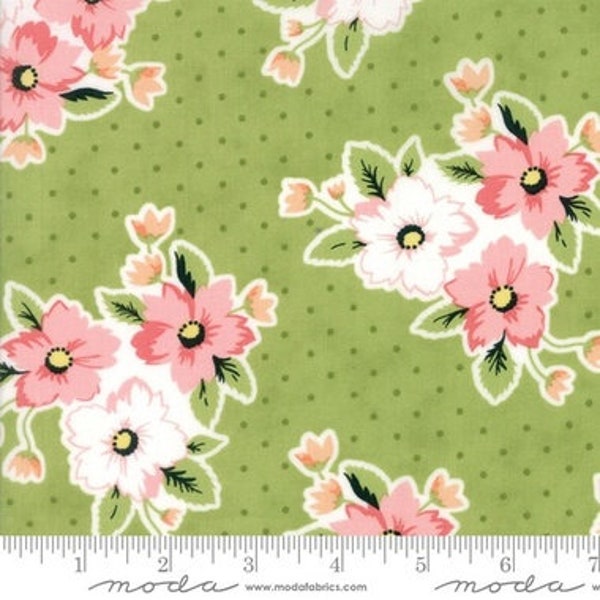 Moda Fabric - Olive's Flower Market - Lella Boutique - Green #5030 15 - BOLT END 28cm