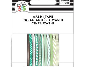 Me and My Big Ideas - The Happy Planner - Mini Washi Tape - 3mm - Set of 10 - Green Hues - Skinny Thin Washi