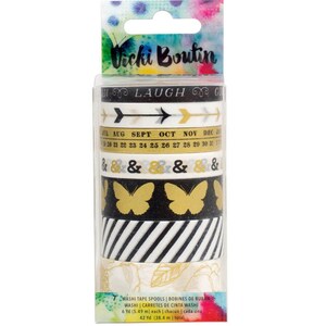 American Crafts - Fita Washi de mídia mista Vicki Boutin - Metálica