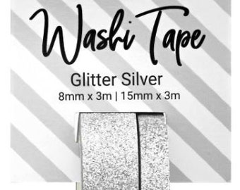 PA Essentials Washi Tape - Set of 2 (8mm and 15mm) - Silver Glitter