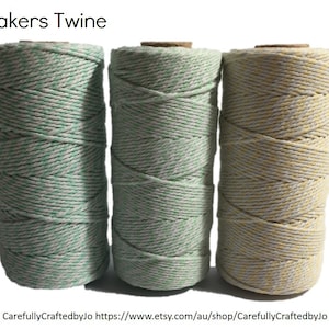 Baker&#39;s Twine 100 Metre Spool - Pastel Twine - Peppermint, Light Green, Yellow - 12 Ply (1.5mm) Cotton String