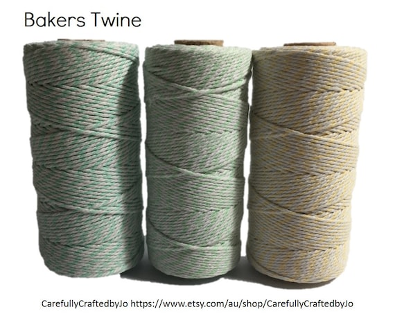 Baker's Twine 100 Metre Spool - Pastel Twine - Peppermint, Light Green, Yellow - 12 Ply (1.5mm) Cotton String