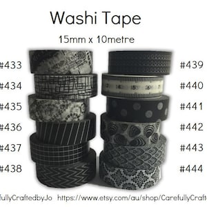 Washi Tape - Black - 15mm x 10 metres - High Quality Masking Tape