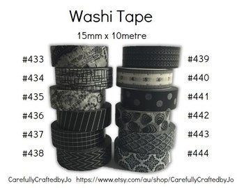 Washi Tape - Black - 15mm x 10 metres - High Quality Masking Tape