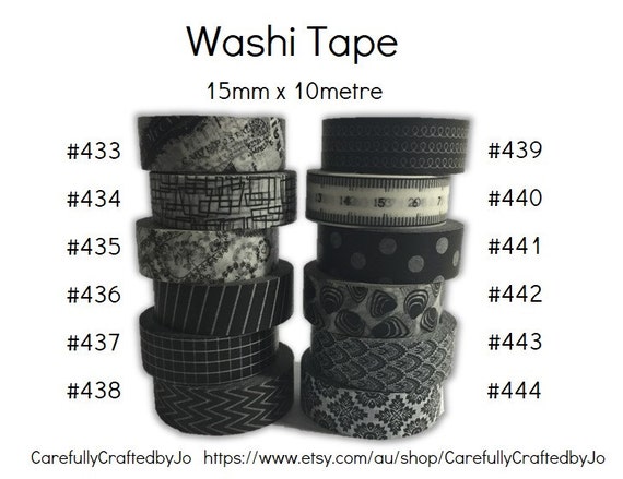 Washi Tape - Black - 15mm x 10 metres - High Quality Masking Tape