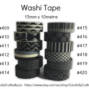 Washi Tape - Black - 15mm x 10 metres - High Quality Masking Tape